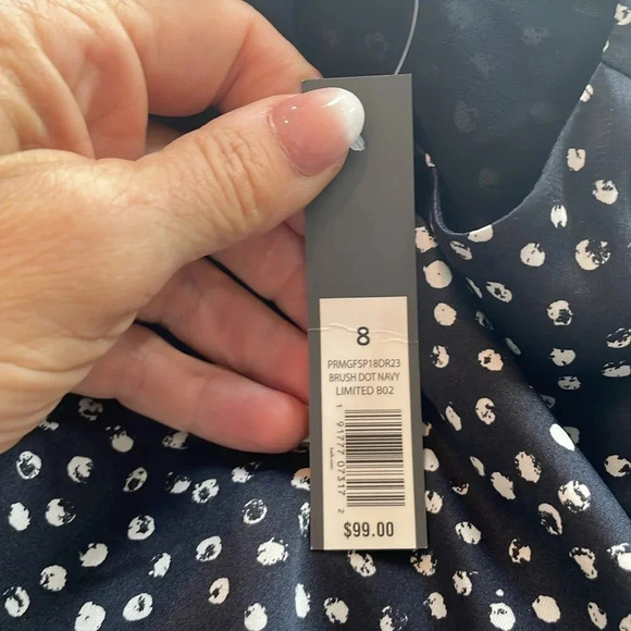 The Limited Pleated Sleeve Dress Brush Dot Navy Size 8 Feminine Polka dot NWT - Picture 6 of 14